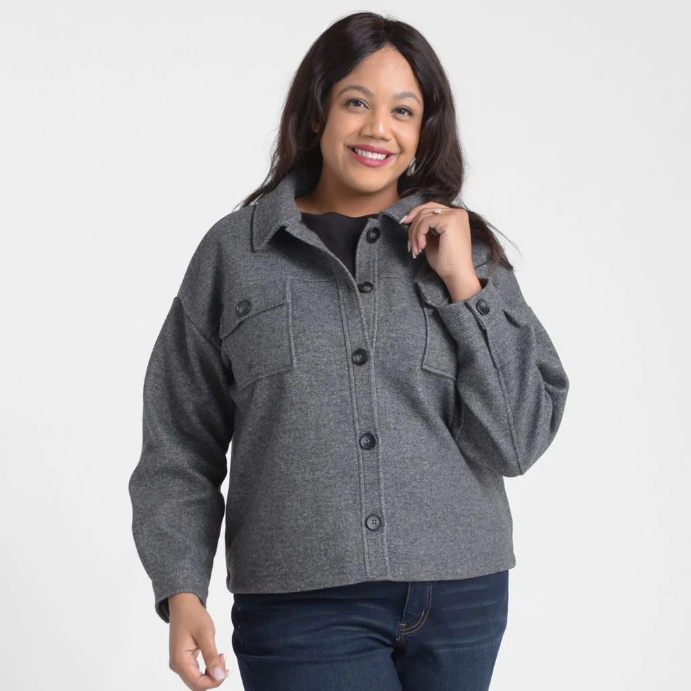 CJ Banks Patch Pocket Button Down Shacket 1X - image 2